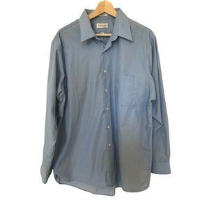 VAN HEUSEN Poplin Regular Fit Wrinkle Free Light Blue Long Sleeve Dress Shirt Me